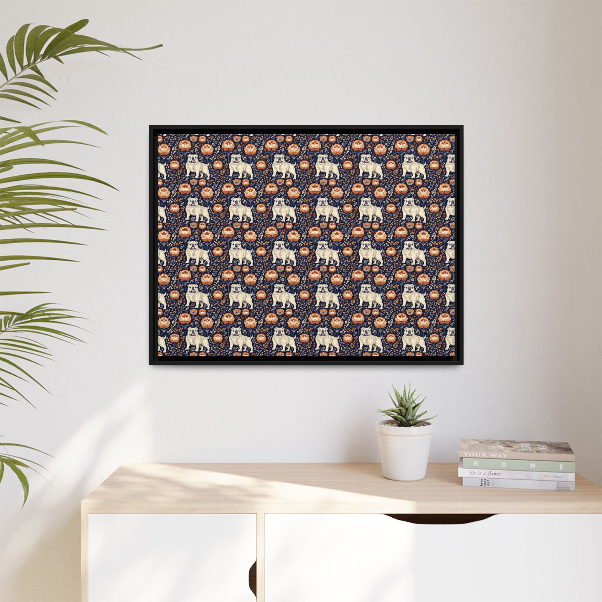 Bulldog Blossom Bonanza Matte Canvas, Framed