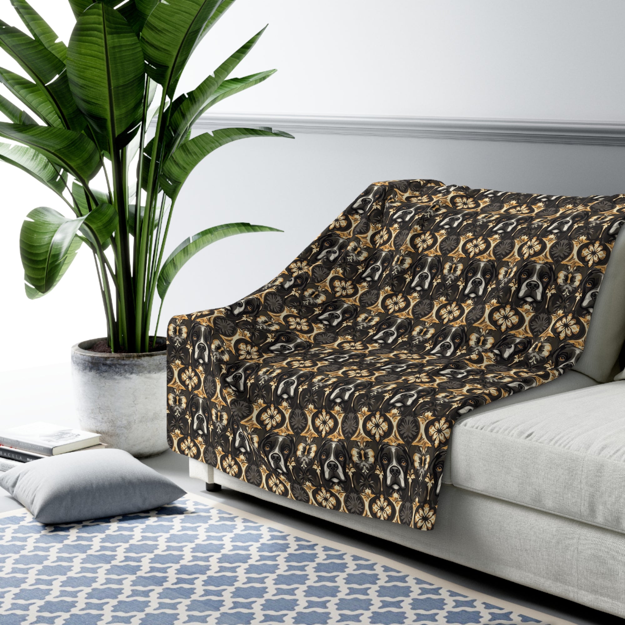 Manor Pup Boxer Royale Sherpa Fleece Blanket