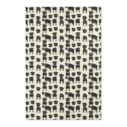 Playful Pug Silhouette - Minimal Cream Area Rug