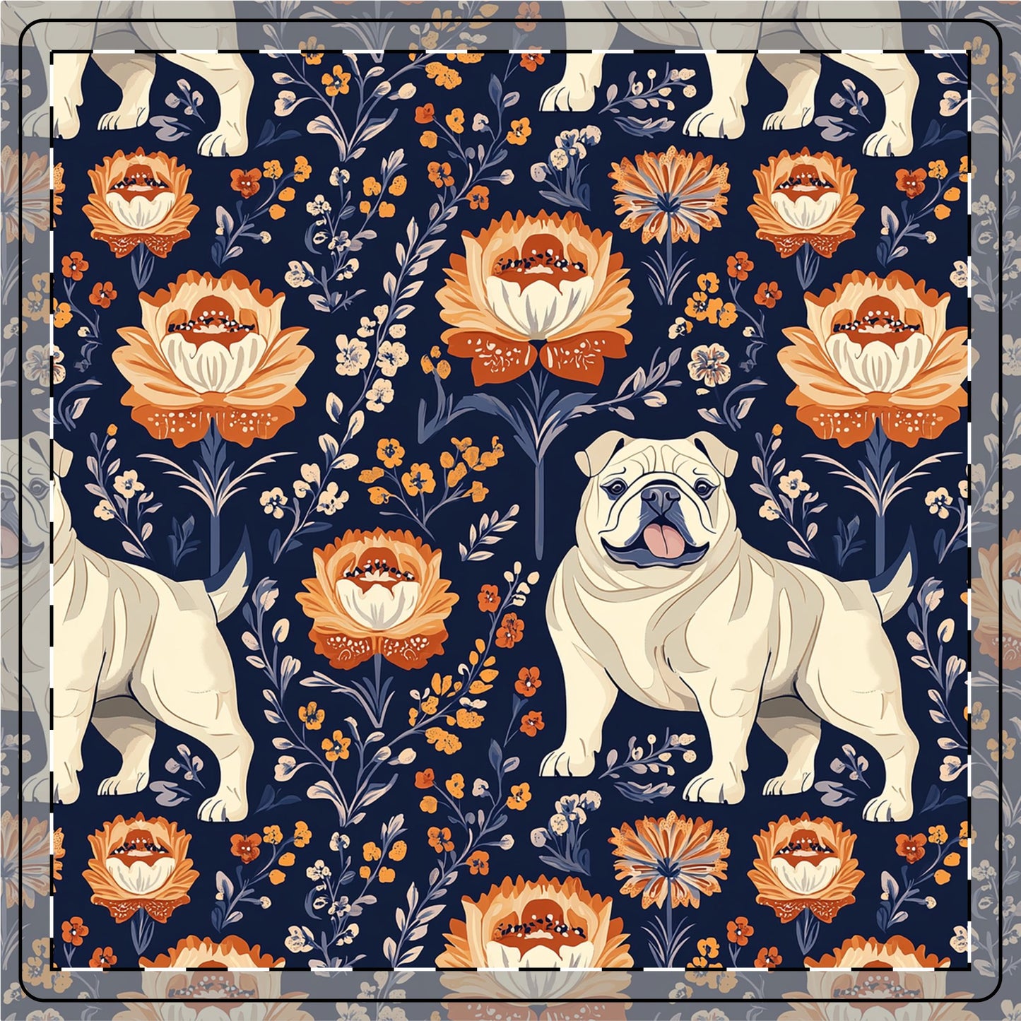 Bulldog Blossom Bonanza Ceramic Coaster