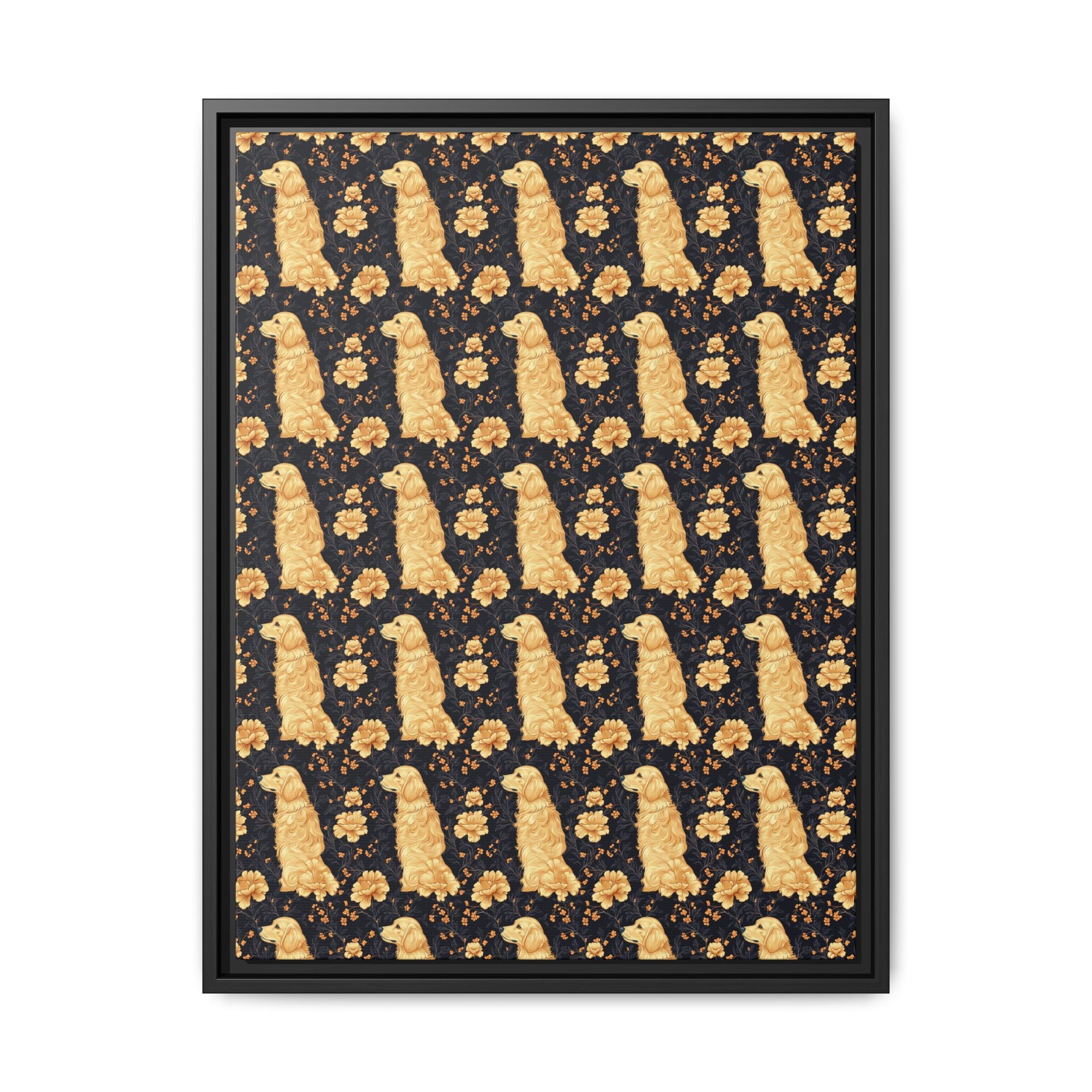 Golden Paws Floral Frenchie Matte Canvas, Framed