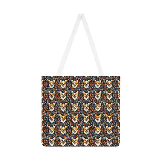 Floofy Corgi Blossom Blast Shoulder Tote Bag