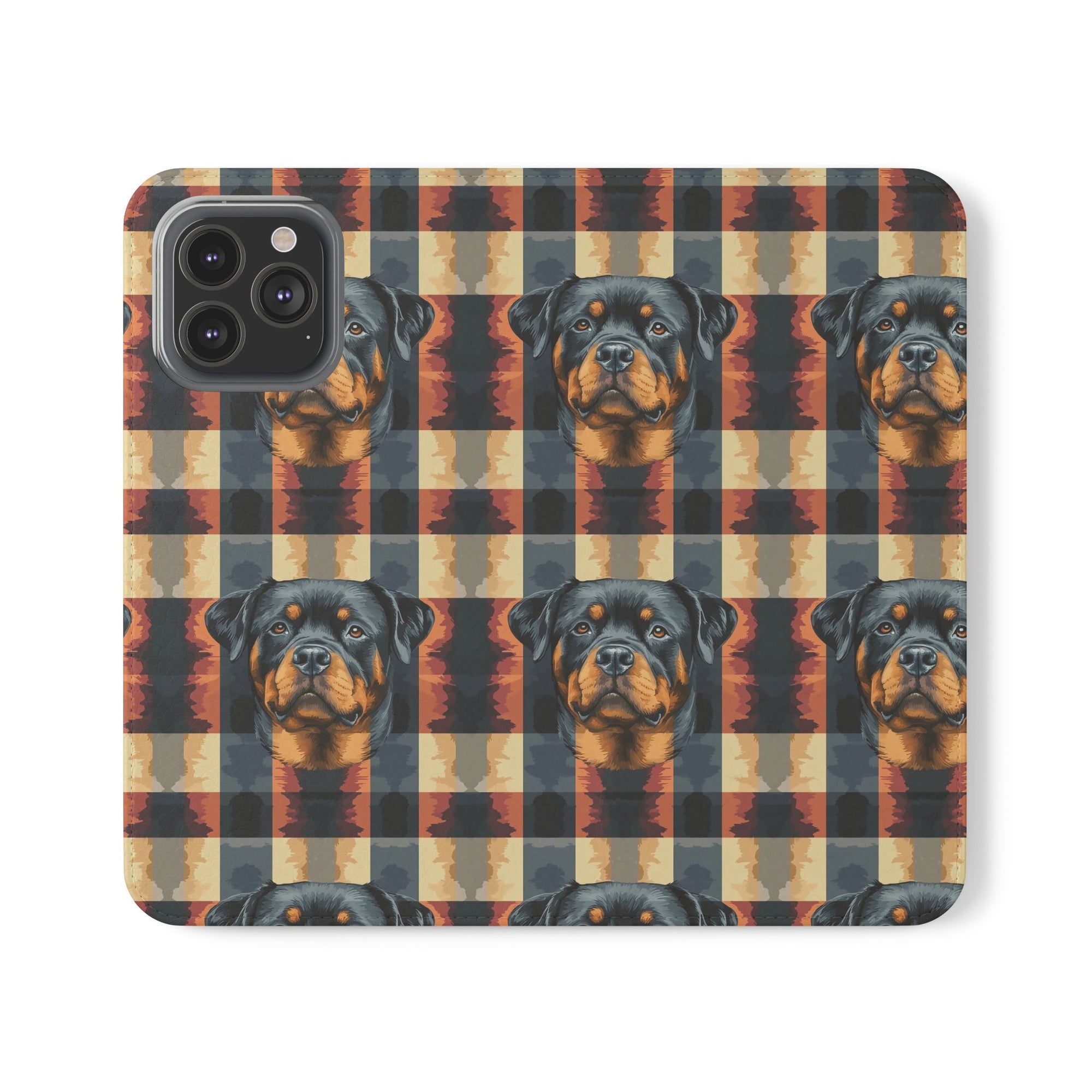 Pawsome Rottweiler Royalty Plaid Flip Cases