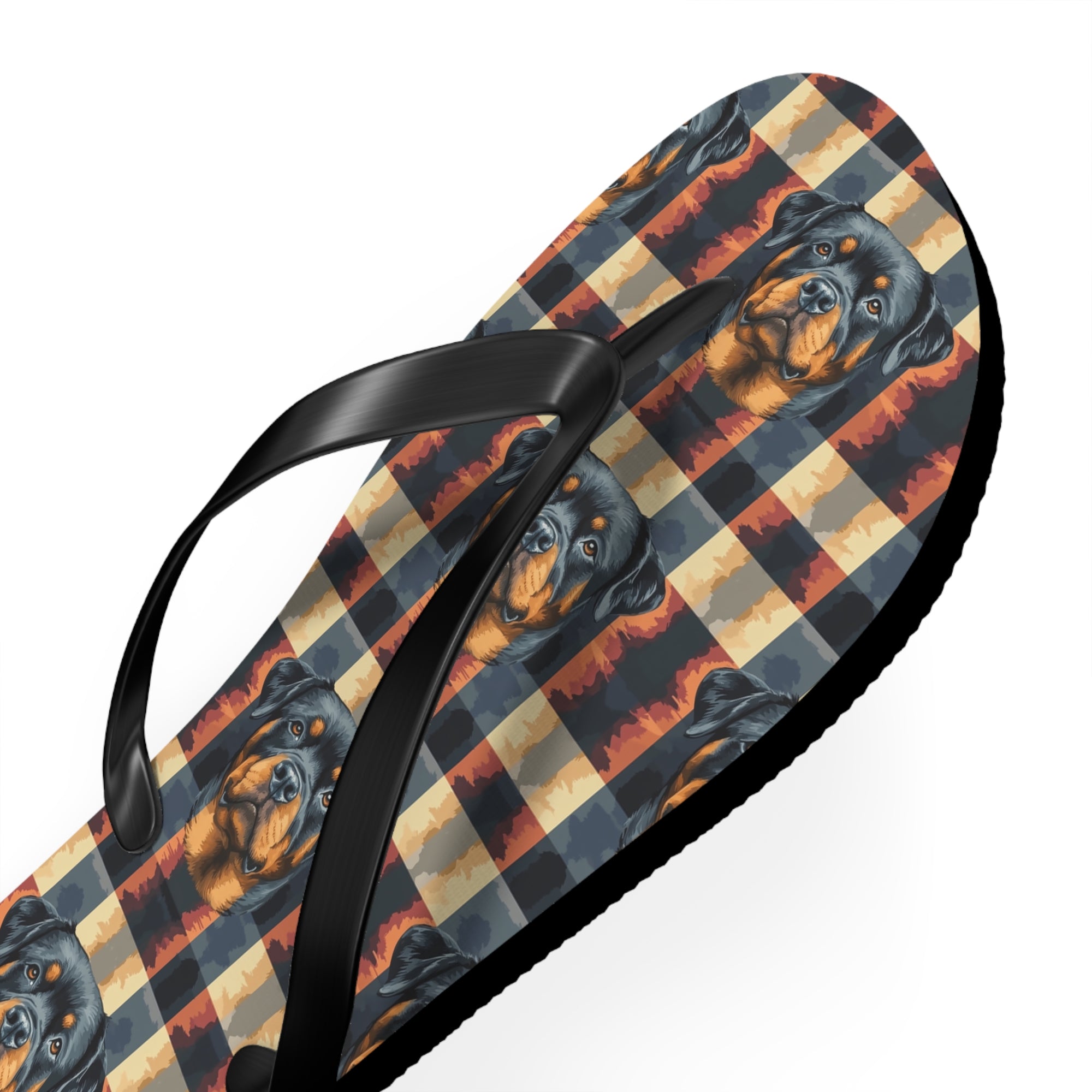 Pawsome Rottweiler Royalty Plaid Flip Flops