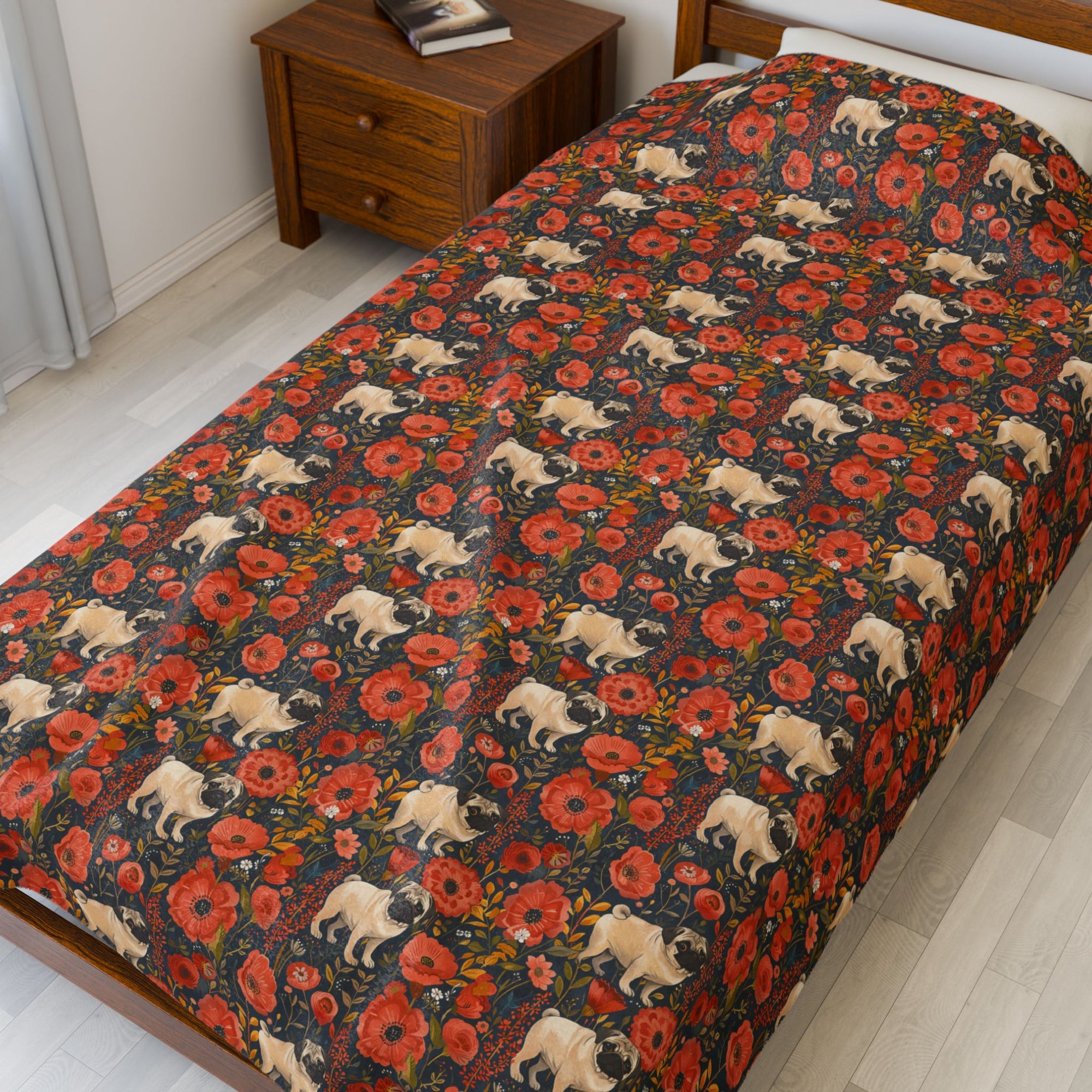 Pug Paradise Playpen Velveteen Plush Blanket