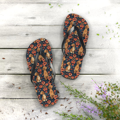 Floral Pawsome Dachsund Delight Flip Flops