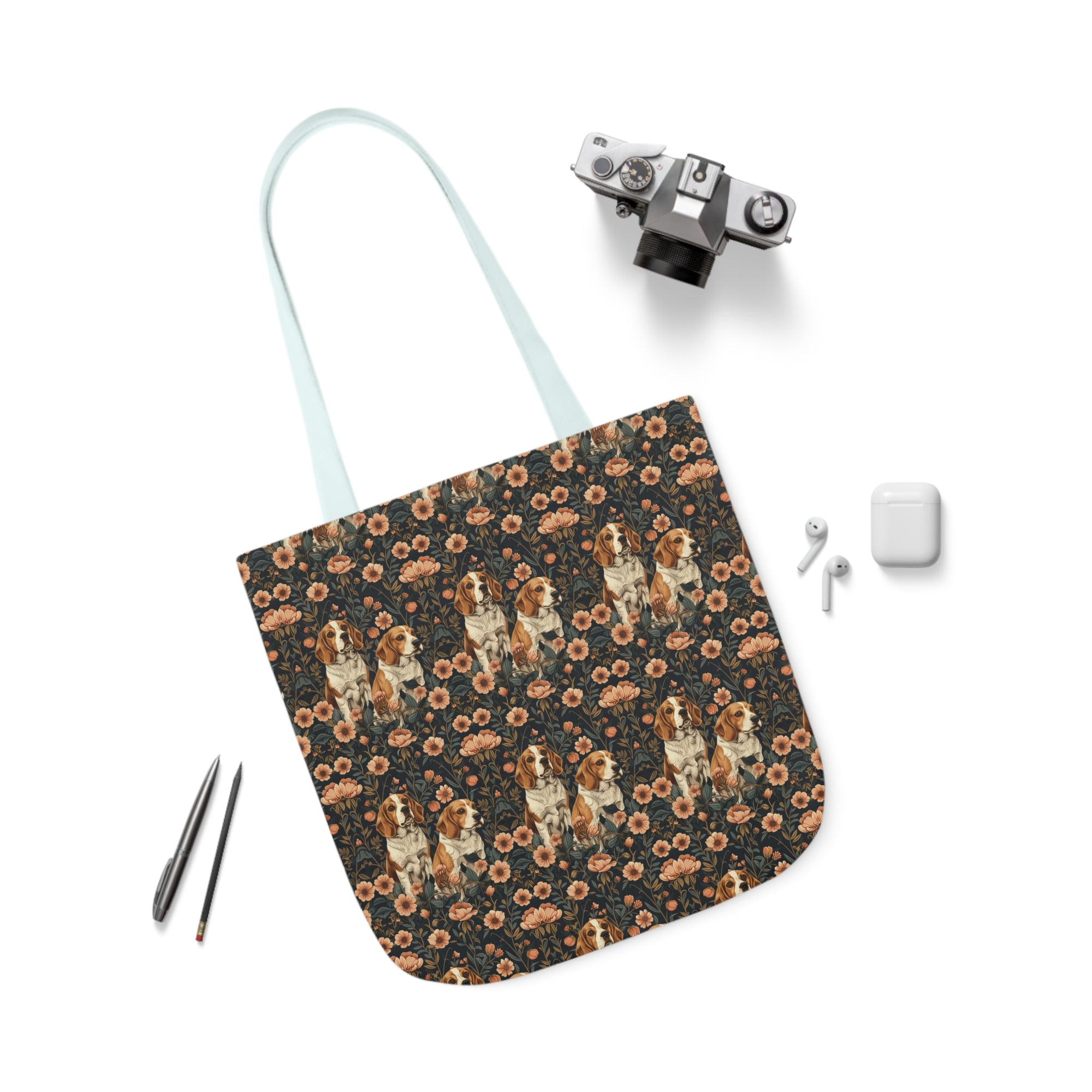 Beagle Blossom Bonanza Canvas Tote Bag