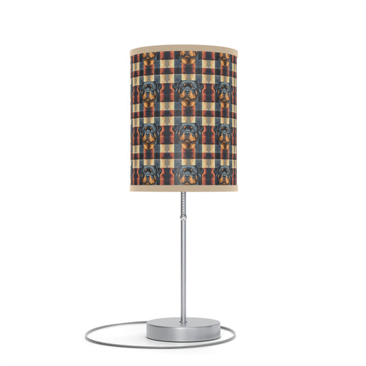 Pawsome Rottweiler Royalty Plaid Lamp on a Stand