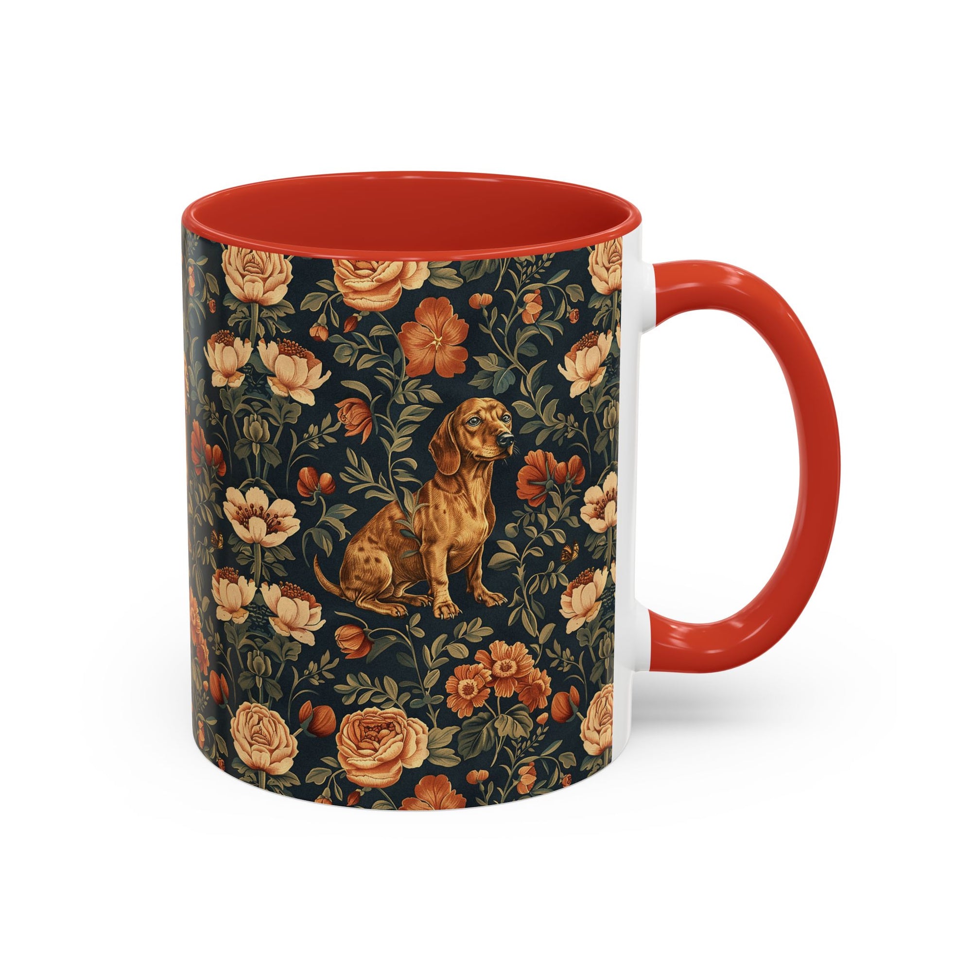 Dazzling Dachsund Blossoms &amp; Foliage Accent Coffee Mug