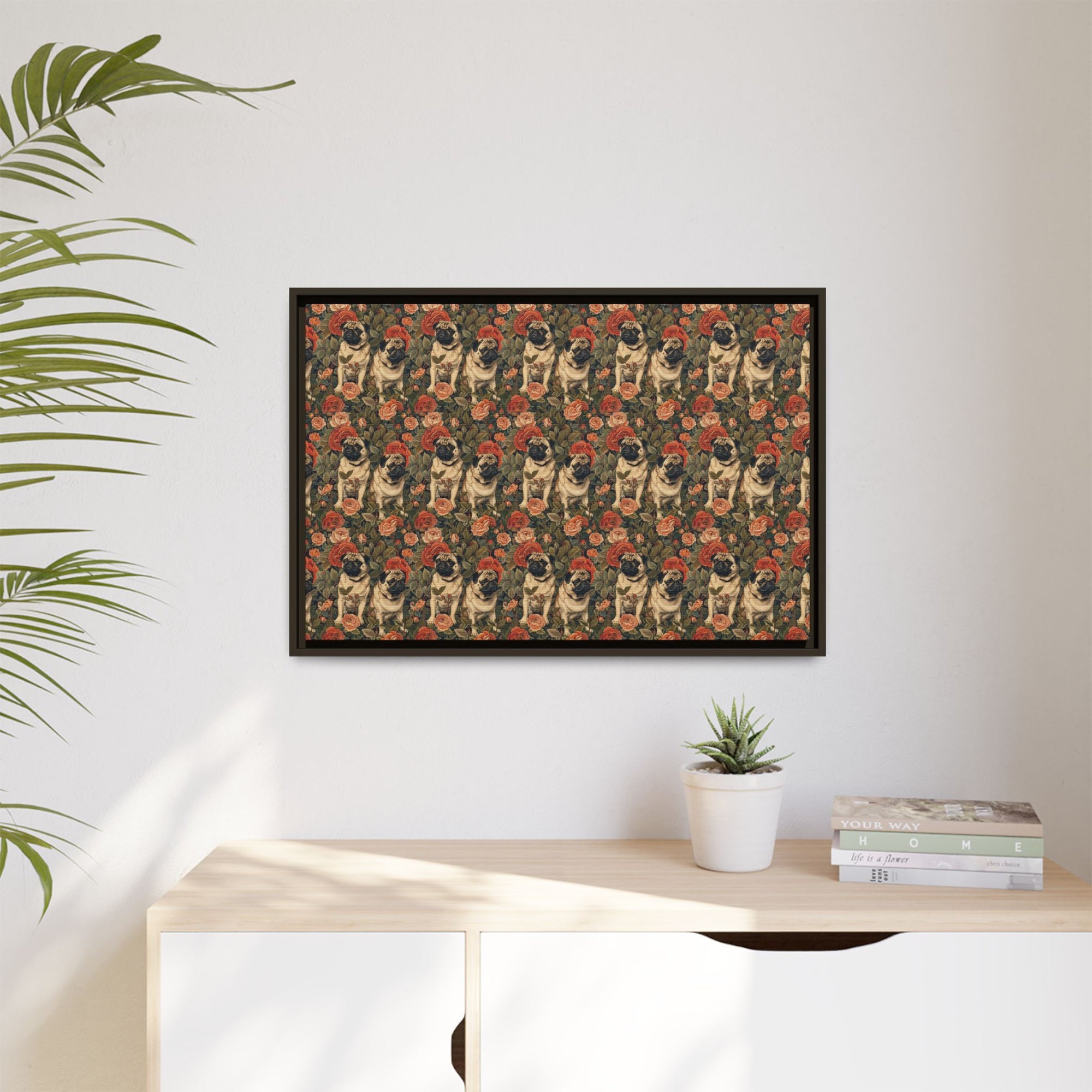 Blooming Pug Paradise Matte Canvas, Framed