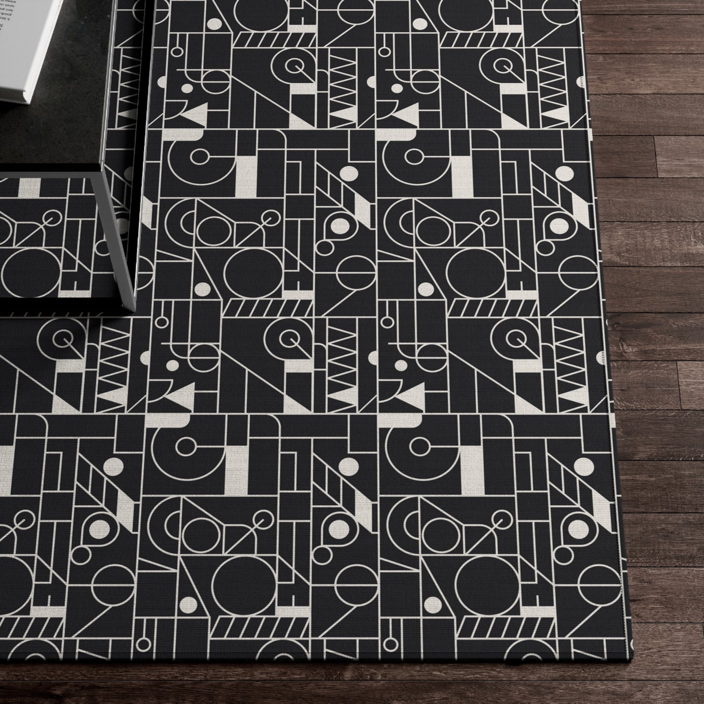 Monochrome Mosaic: Geometric Dornier Rug