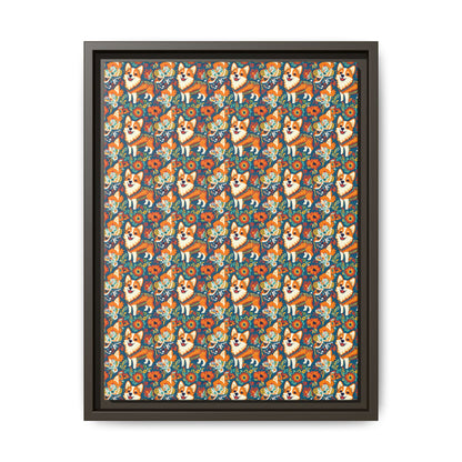 Corgi Carnival Couture Matte Canvas, Framed