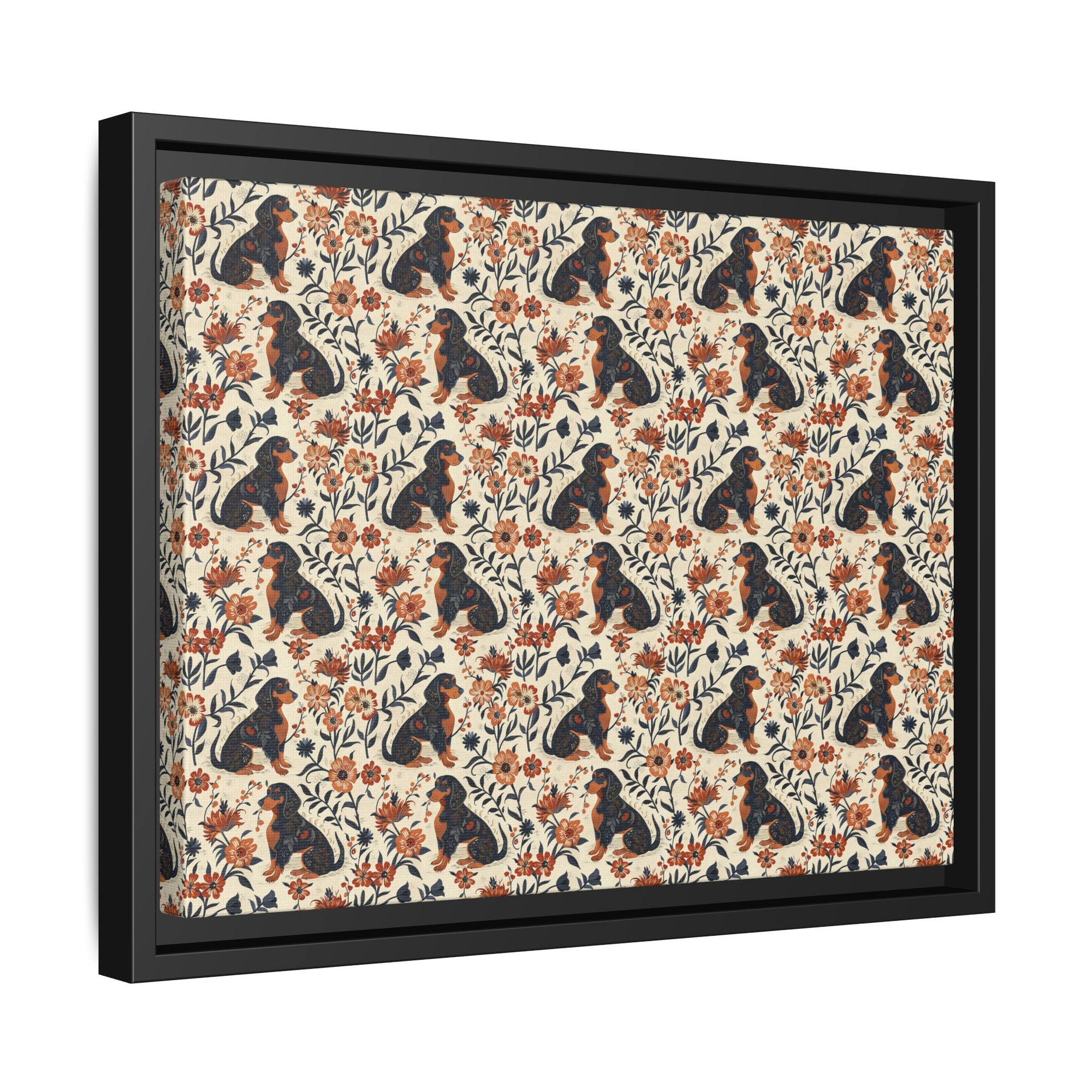 Blossoming Dachshunds Delight Matte Canvas, Framed