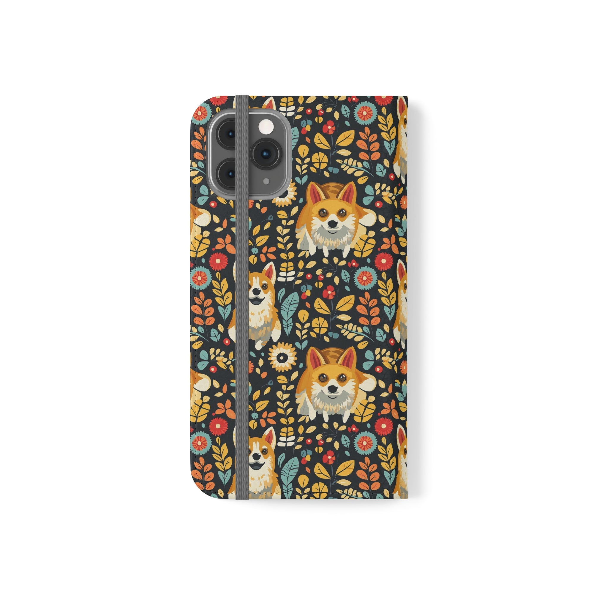 Corgi Rainbow Vine Dream Flip Cases