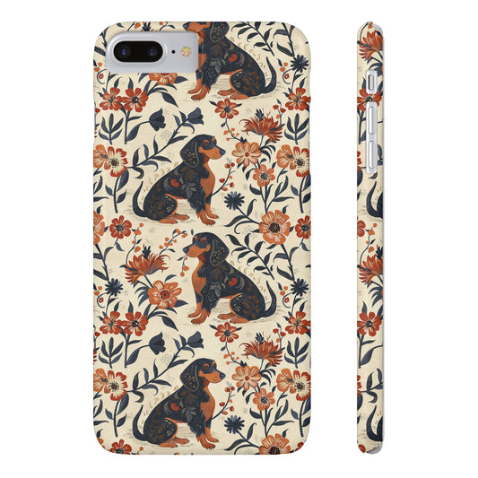 Blossoming Dachshunds Delight Slim Phone Cases