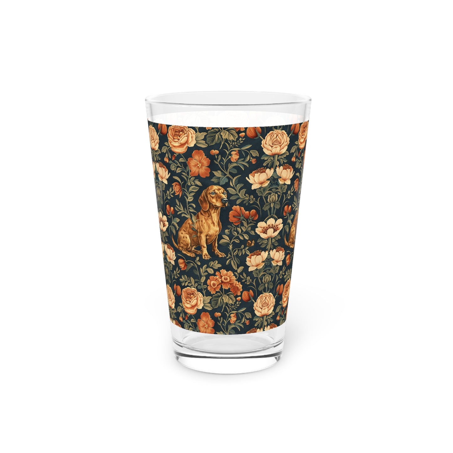 Dazzling Dachsund Blossoms & Foliage Pint Glass