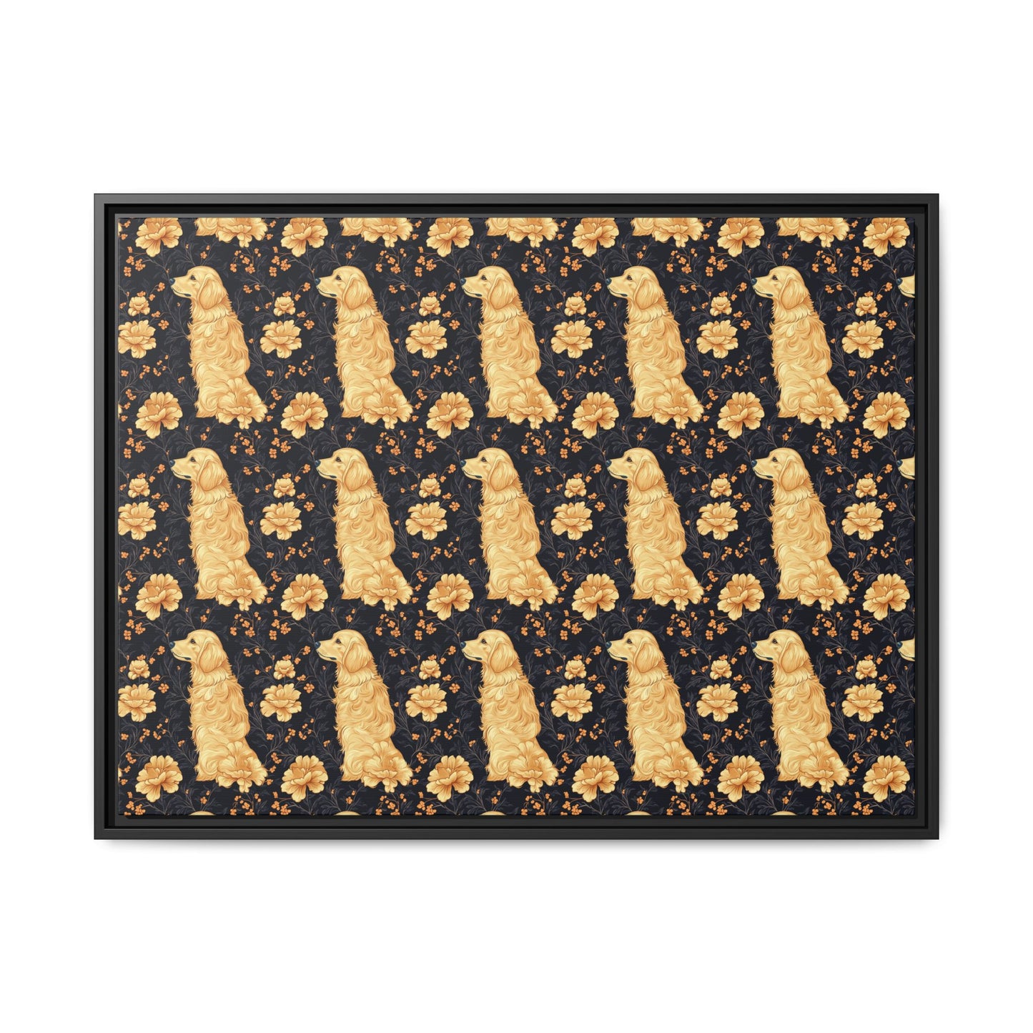 Golden Paws Floral Frenchie Matte Canvas, Framed