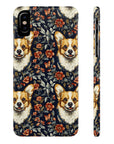 Floofy Corgi Blossom Blast Slim Phone Cases