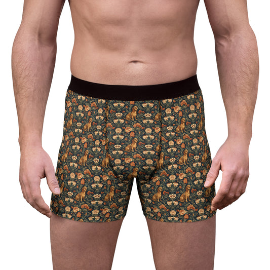 Dazzling Dachsund Blossoms & Foliage Men's Boxer Briefs