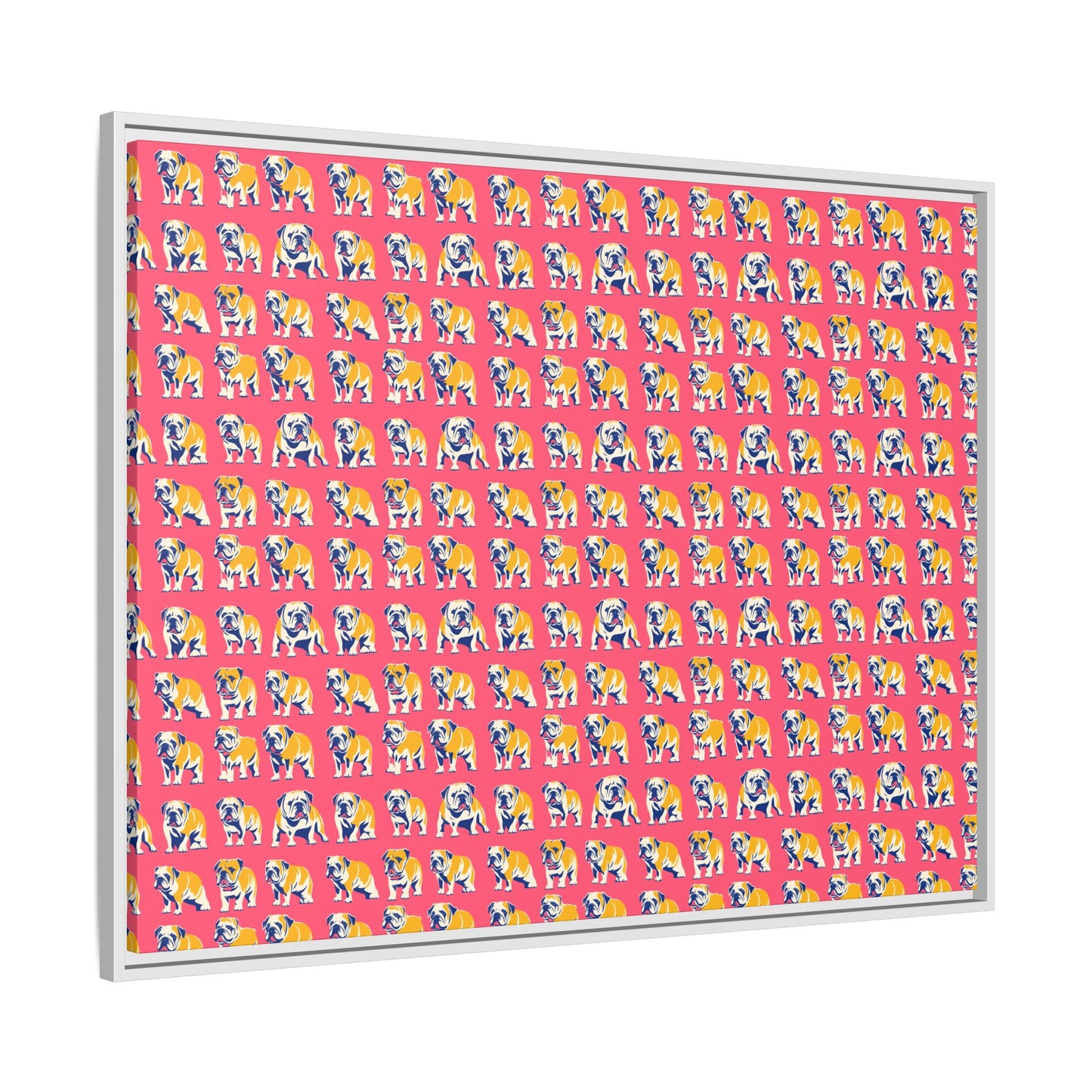 Bubblegum Glamour Bulldog Bouquet Matte Canvas, Framed