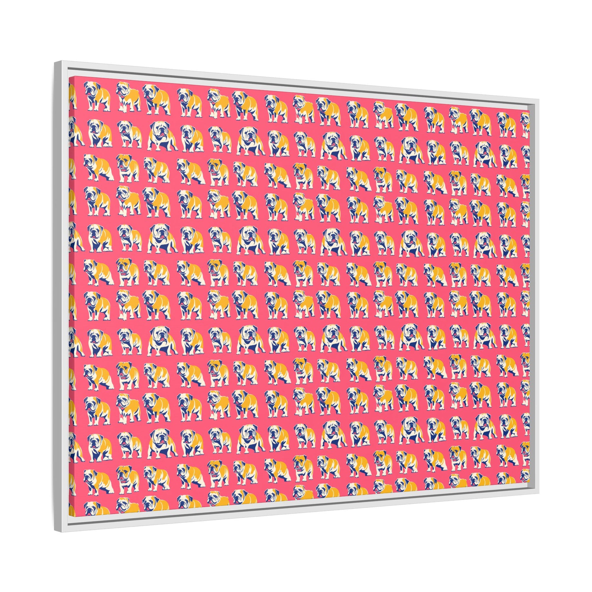 Bubblegum Glamour Bulldog Bouquet Matte Canvas, Framed