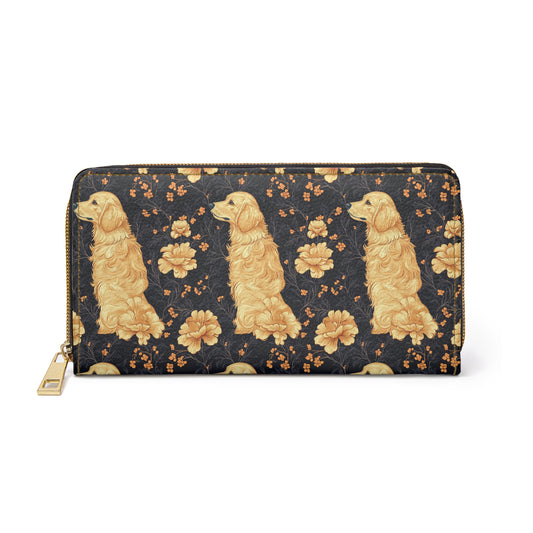 Golden Paws Floral Frenchie Zipper Wallet