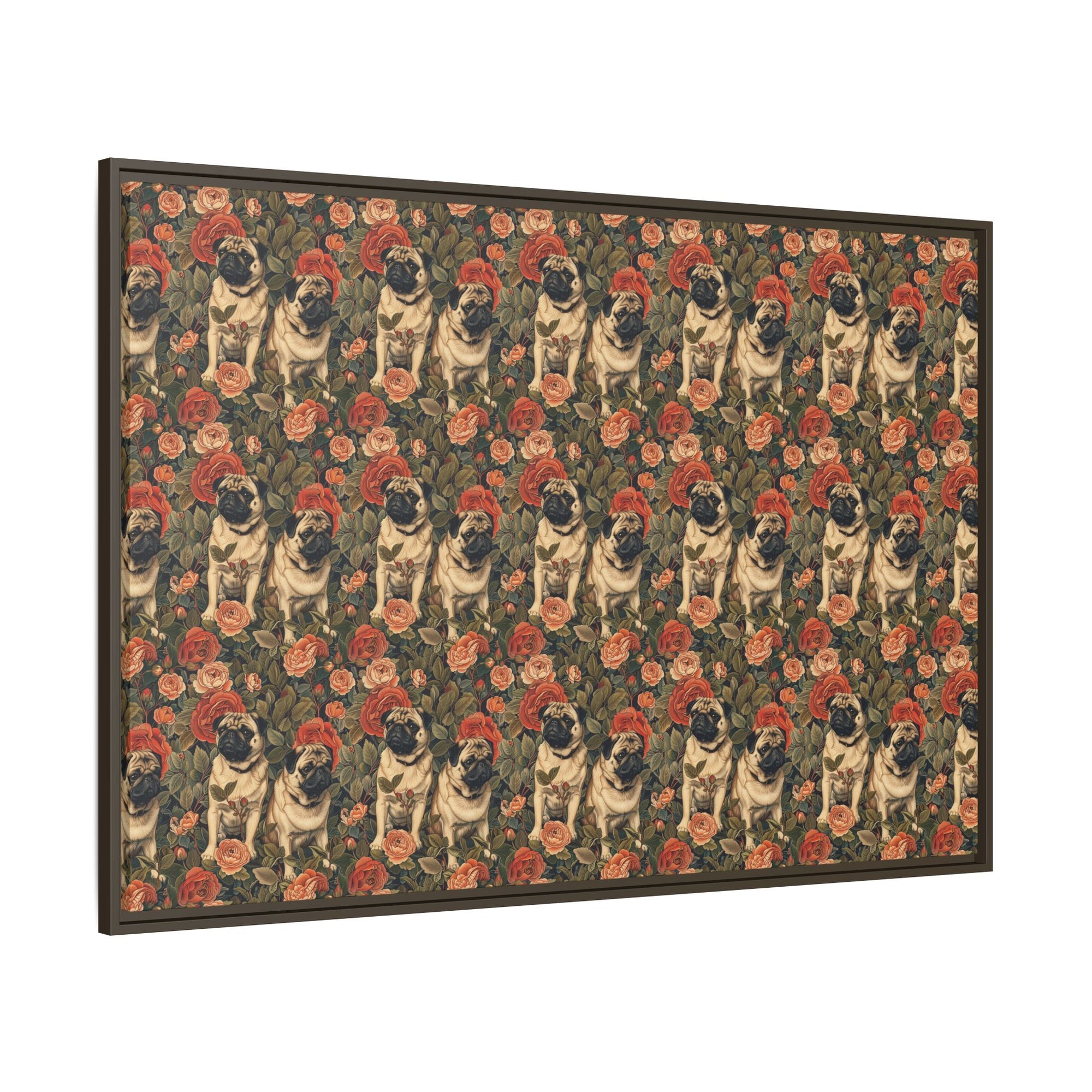 Blooming Pug Paradise Matte Canvas, Framed