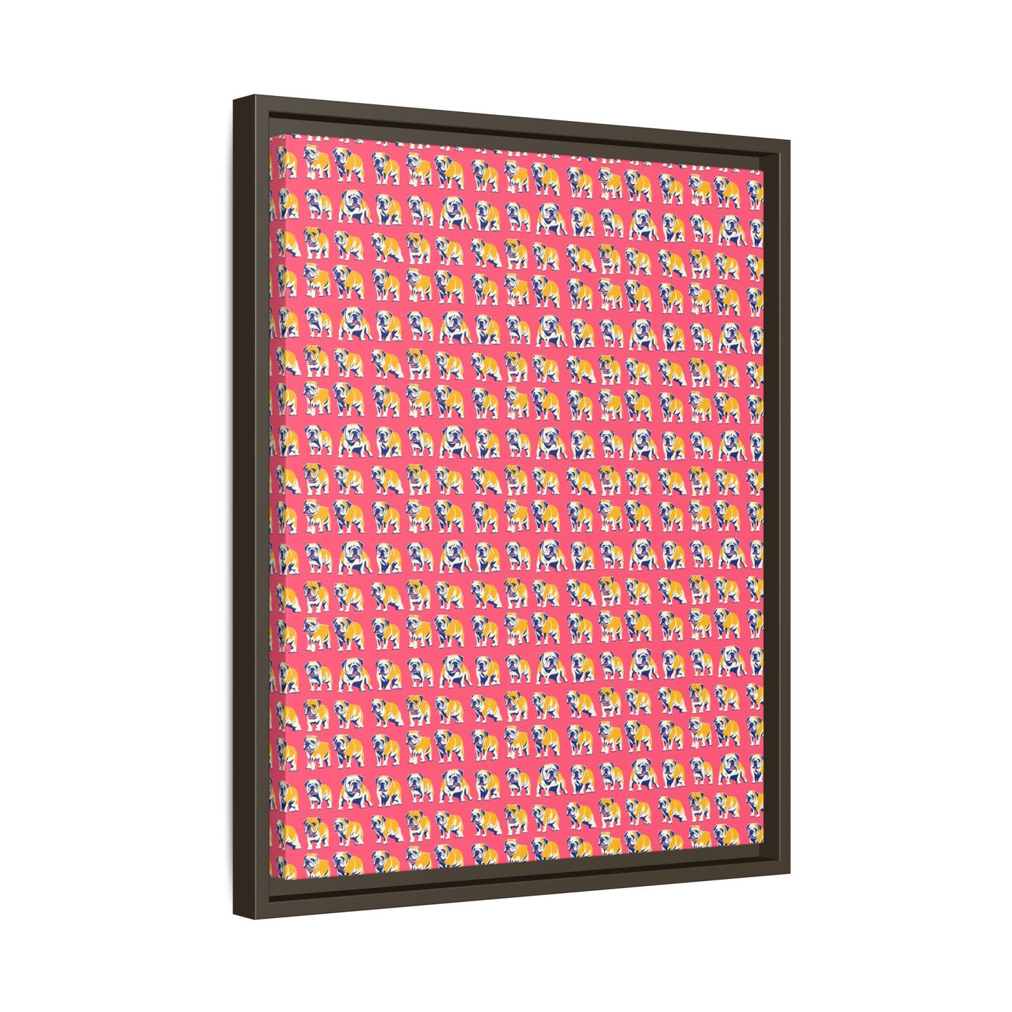 Bubblegum Glamour Bulldog Bouquet Matte Canvas, Framed