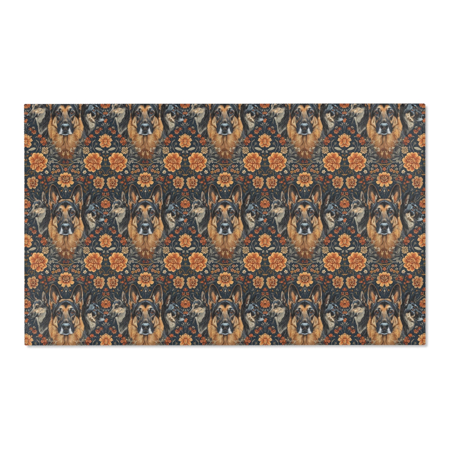 German Shepherd Grandeur - William Morris Inspired Area Rug