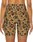 Autumnal German Shepherd Glamour High Waisted Yoga Shorts