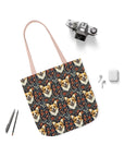 Floofy Corgi Blossom Blast Canvas Tote Bag