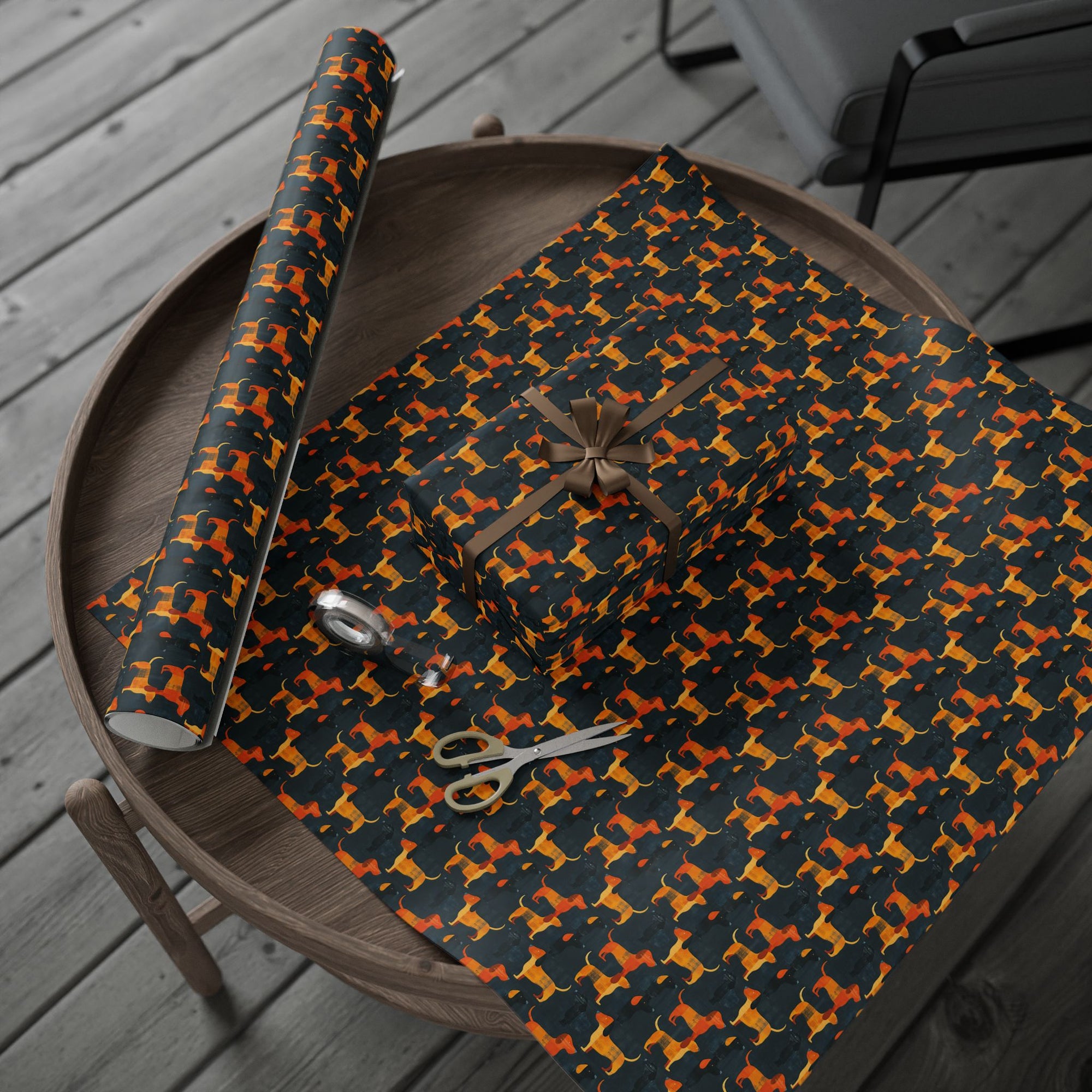 Dapper Dachshund Noir Glow Wrapping Paper