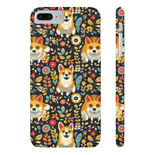 Corgi Rainbow Vine Dream Slim Phone Cases