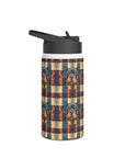 Pawsome Rottweiler Royalty Plaid Stainless Steel Water Bottle