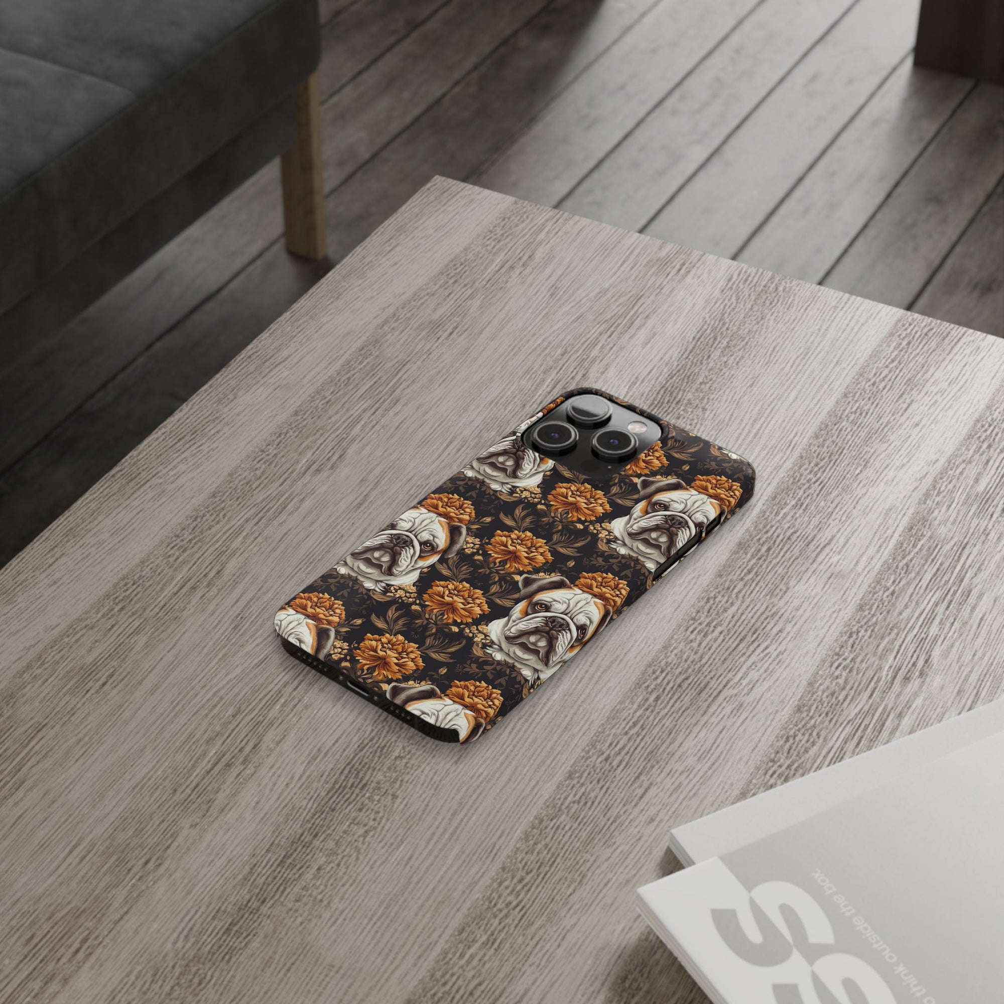 Bloomingly Bulldogistic Bouquet Slim Phone Cases