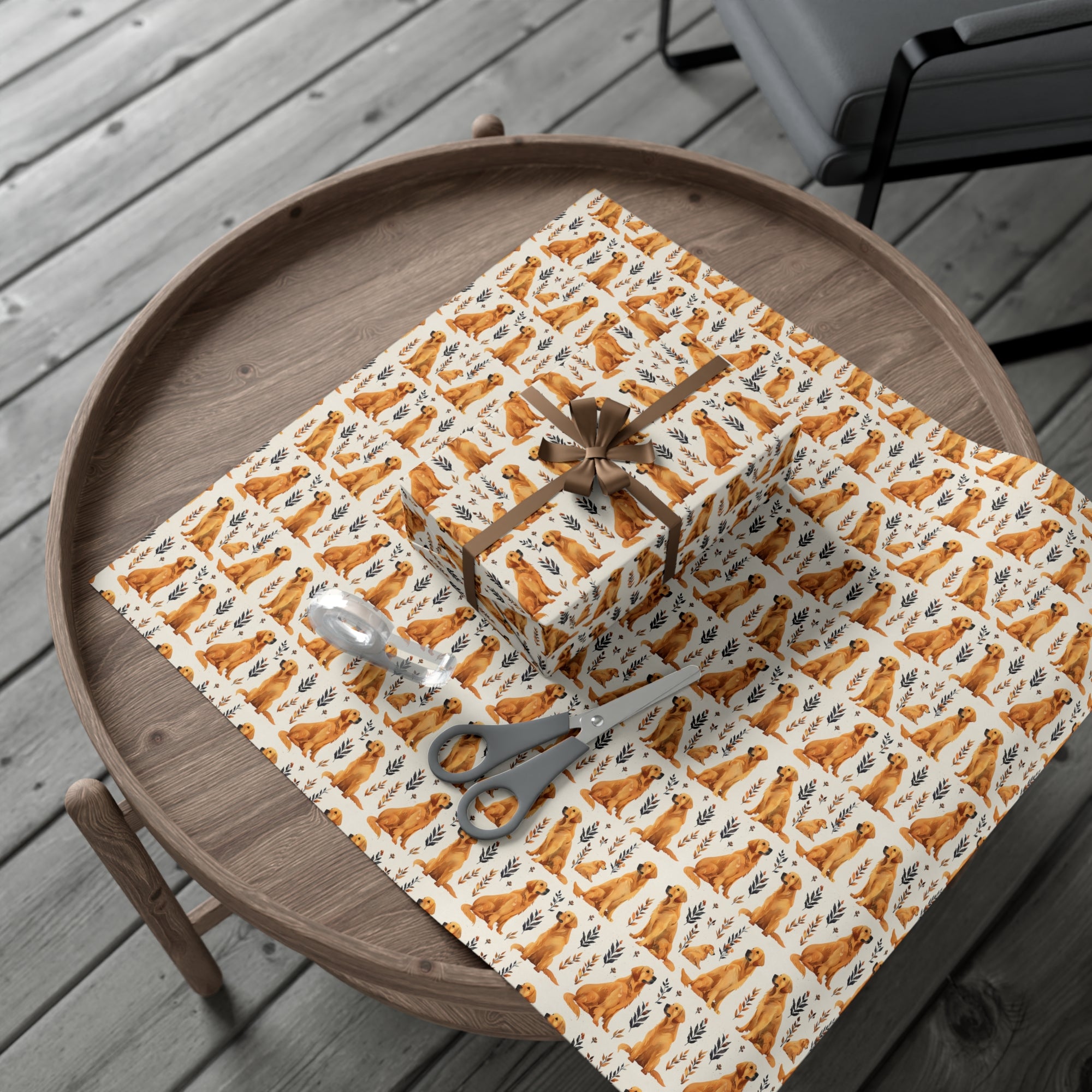 Golden Glamour Paws - Luxe Licks for Regal Retrievers Gift Wrap Papers