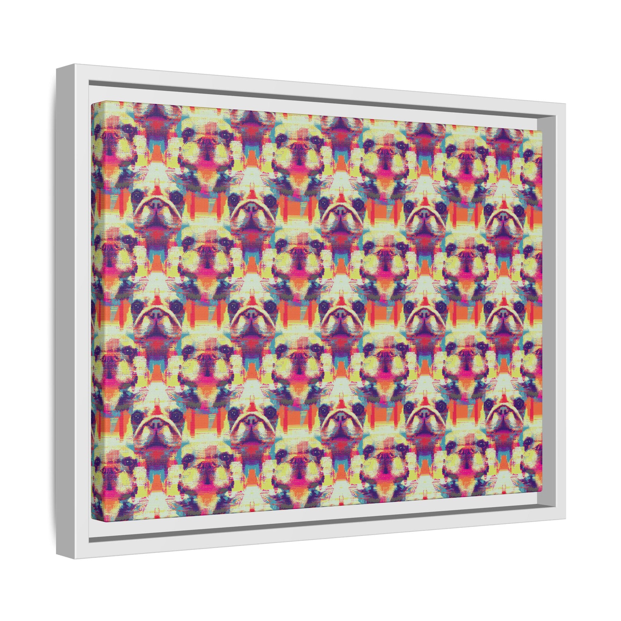 Glitchy Bulldog Blitz Matte Canvas, Framed