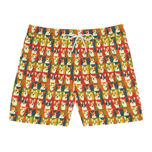 Corgi Chic Popart Pup Men's Mid-Length Swim Shorts