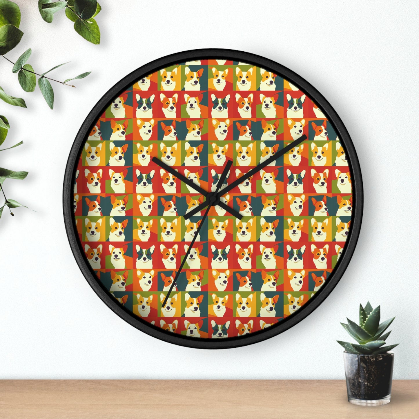 Corgi Chic Popart Pup Wall Clock