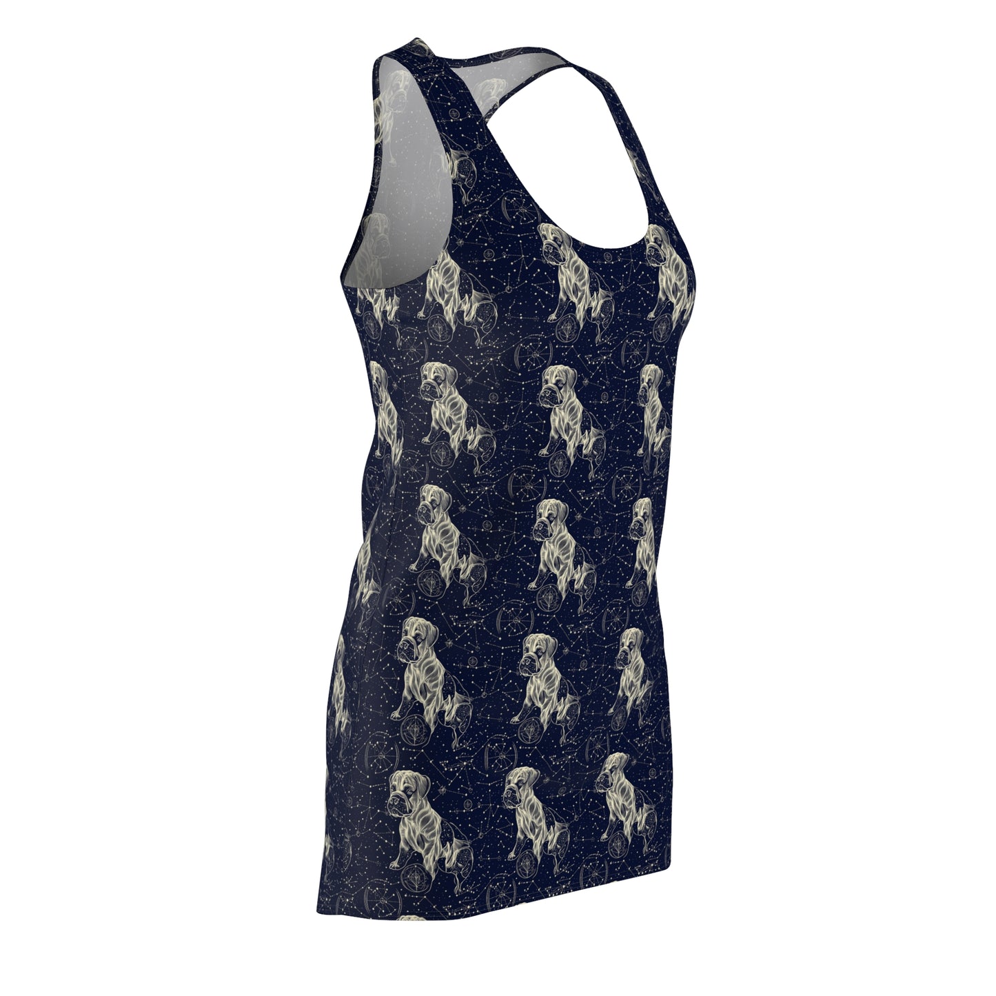 Celestial Boxer Bliss Women's Racerback Dress