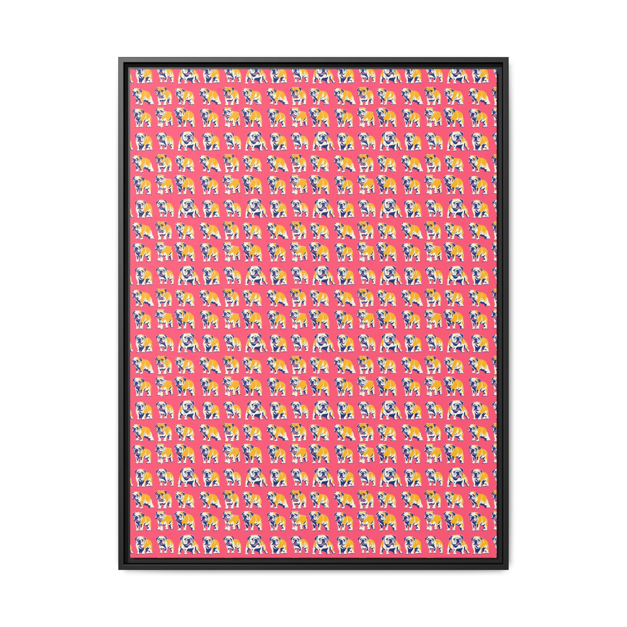 Bubblegum Glamour Bulldog Bouquet Matte Canvas, Framed