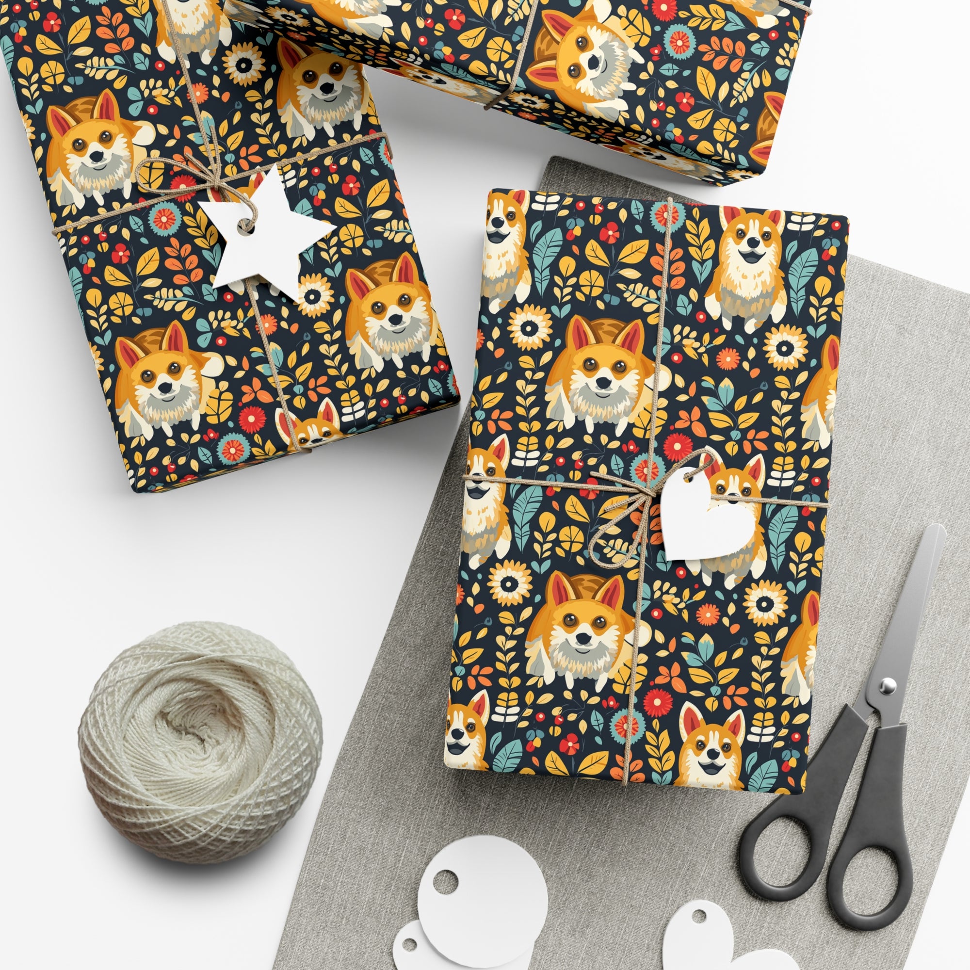 Corgi Rainbow Vine Dream Gift Wrap Papers