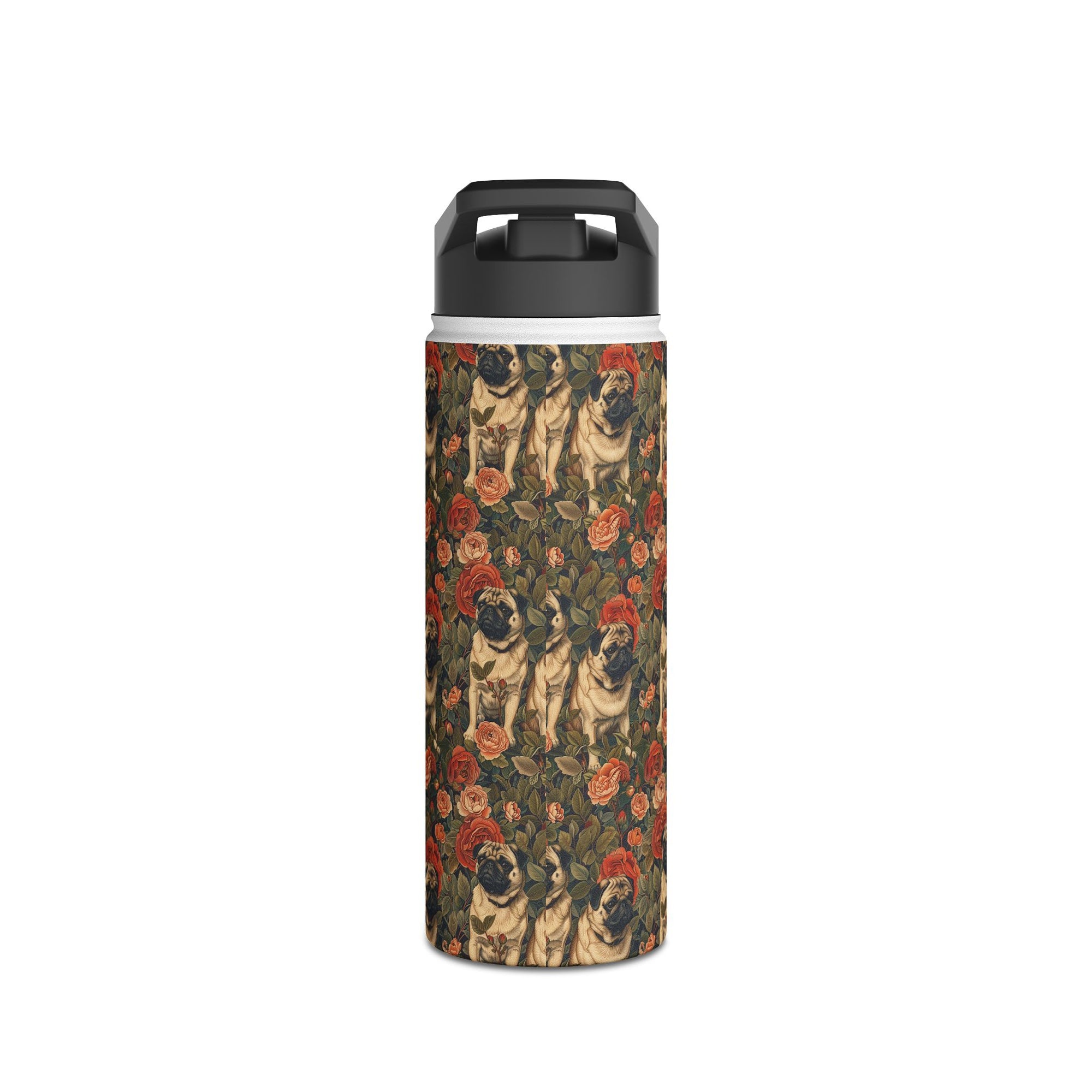 Blooming Pug Paradise Stainless Steel Water Bottle