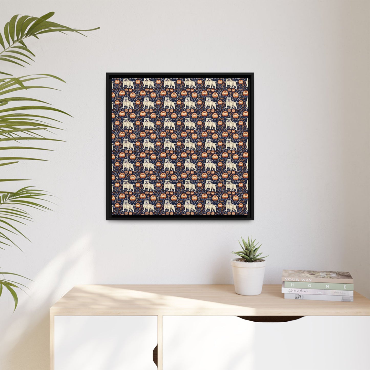 Bulldog Blossom Bonanza Matte Canvas, Framed