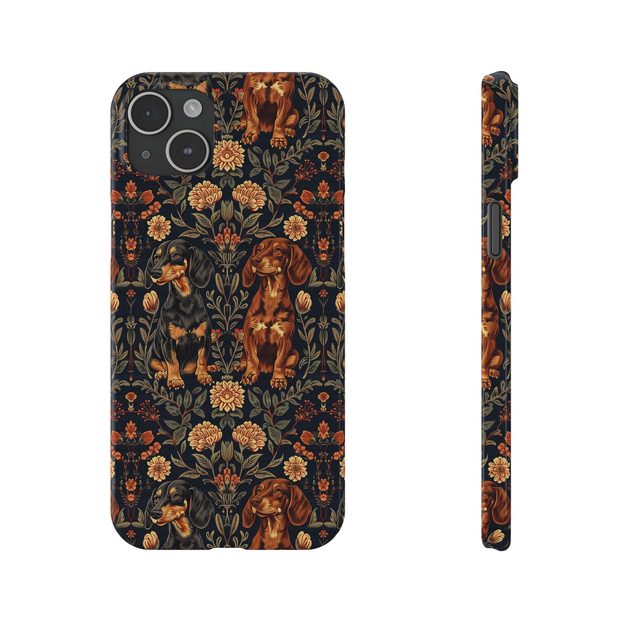 Dapper Dachshund Embroidery Elegance Slim Phone Cases