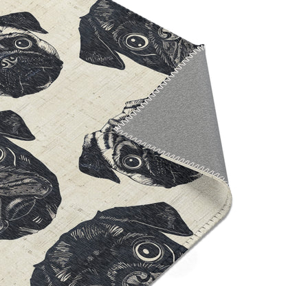 Pug Pizzazz - Modern Geometric Pug Pattern Area Rug