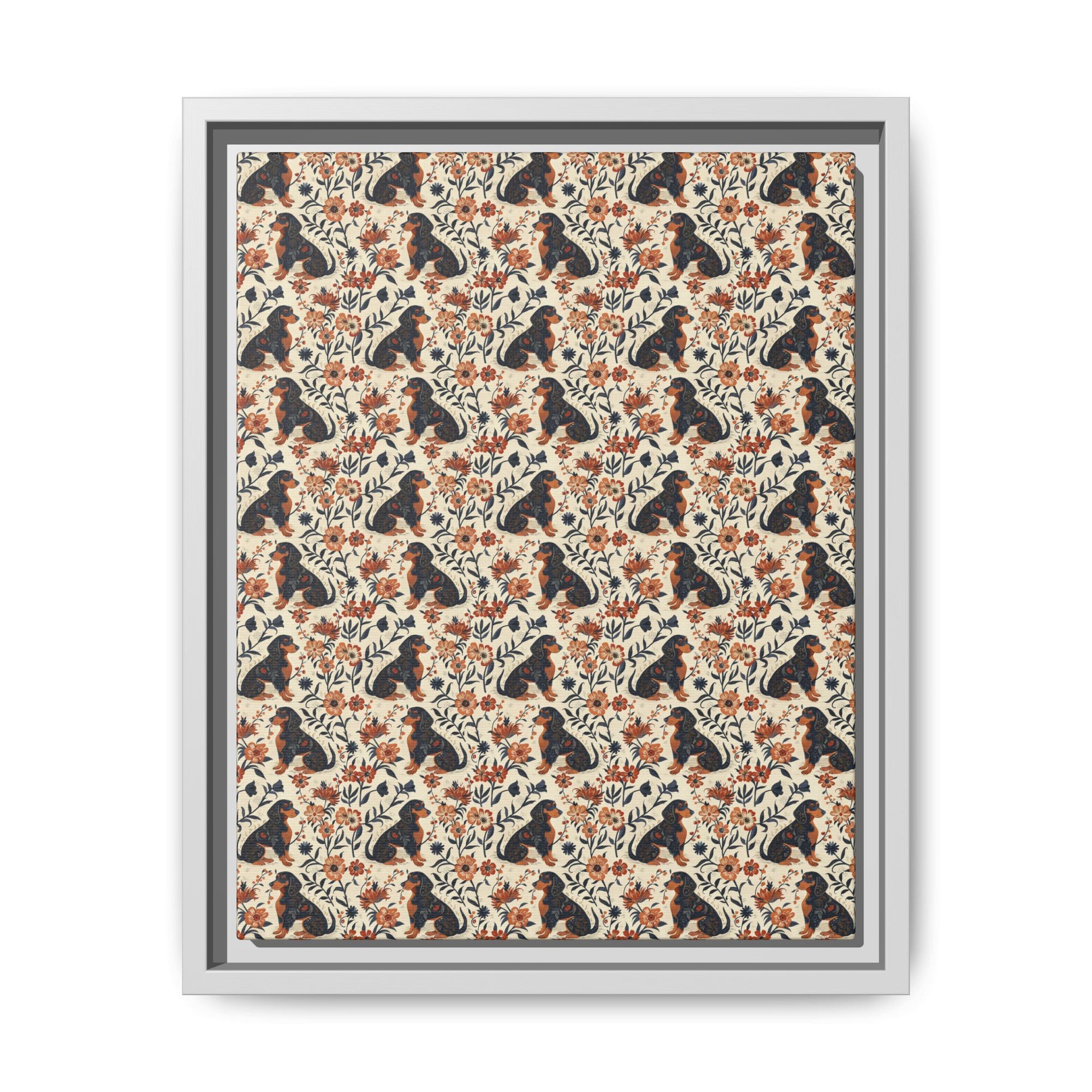 Blossoming Dachshunds Delight Matte Canvas, Framed