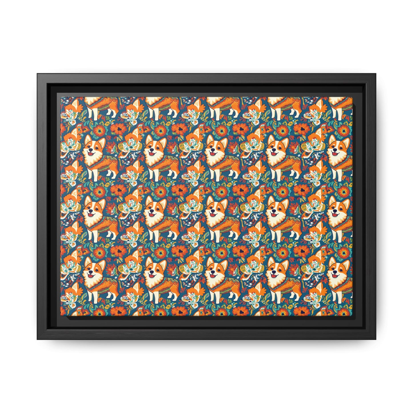 Corgi Carnival Couture Matte Canvas, Framed