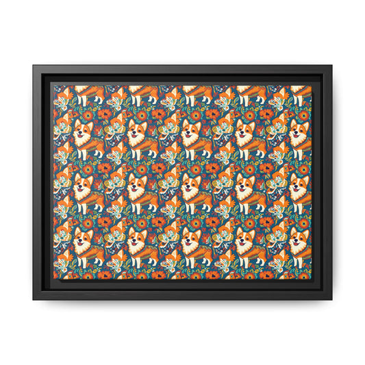 Corgi Carnival Couture Matte Canvas, Framed