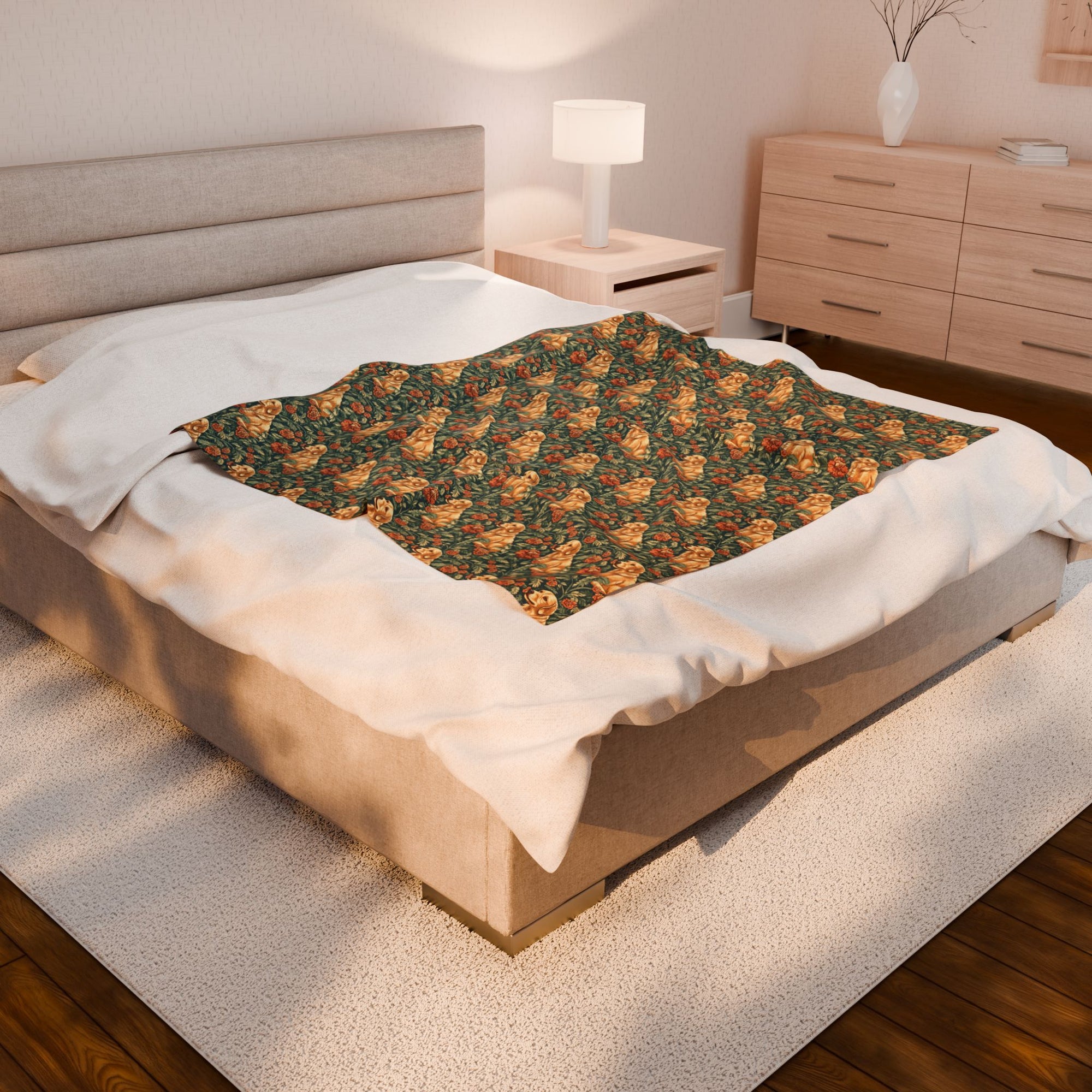 Blooming Goldie Glam Velveteen Plush Blanket